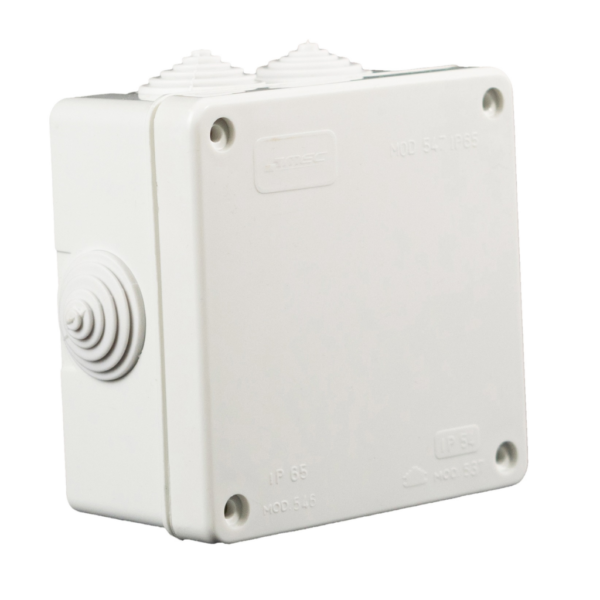 Caja Estanca 100x100x70 MEC – Cierre por tornillos IP65 – 7 Conos