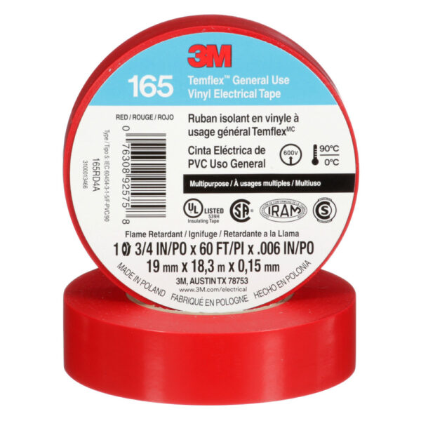 CINTA AISLADORA ROJA 19MM X 18M TEMFLEX 165 3M