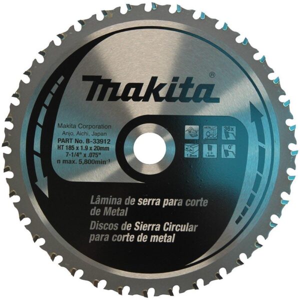 DISCO 7.1/4' 185 X 1,9 X 36 DIENTES EJE 20 mm. P/4130-4131 - ACERO DULCE MAKITA